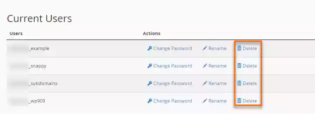 Delete database user wordpress c panel