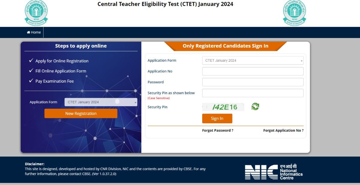 How to apply for CTET January 2024 Application form