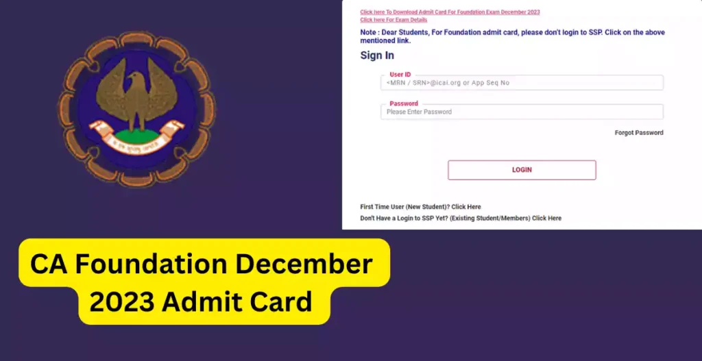 CA Foundation December 2023 Admit Card